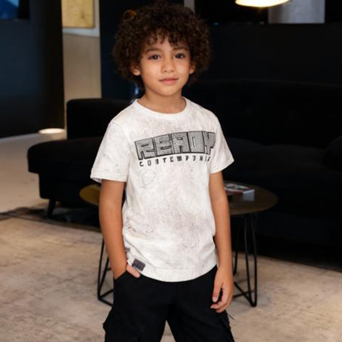 Urban Slate Scratch-Print Tee (Light Beige & Off white)