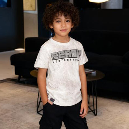 Urban Slate Scratch-Print Tee (Light Beige & Off white)