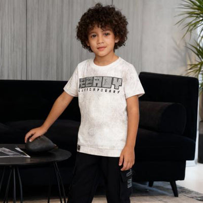 Urban Slate Scratch-Print Tee (Light Beige & Off white)