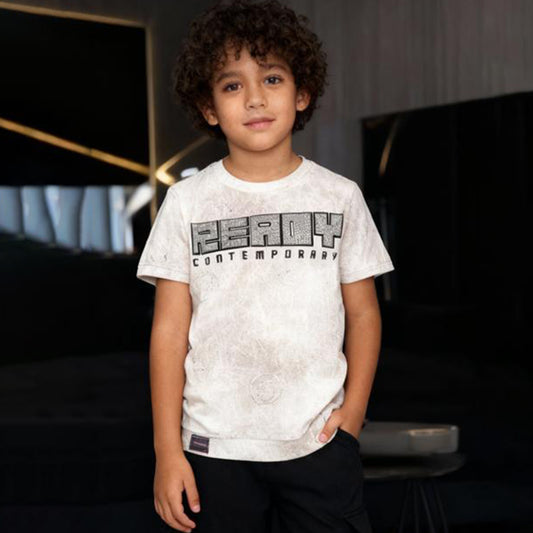 Urban Slate Scratch-Print Tee (Light Beige & Off white)