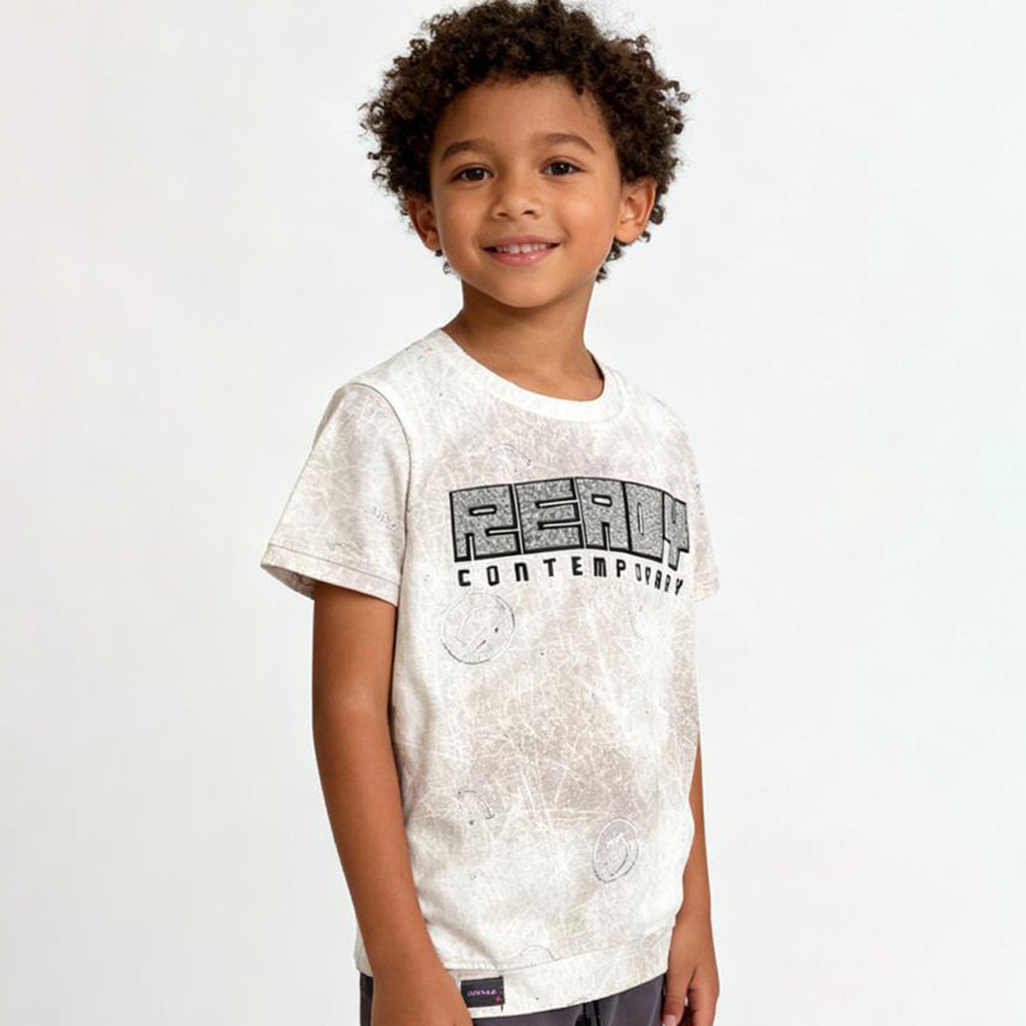 Urban Slate Scratch-Print Tee (Light Beige & Off white)