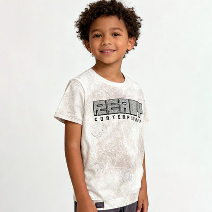 Urban Slate Scratch-Print Tee (Light Beige & Off white)